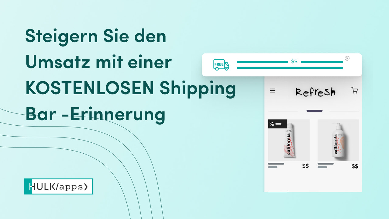 Die Shopify FSB Free Shipping Bar App von HulkApps.