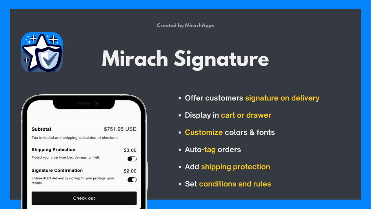 Mirach Signature on Delivery and Shipping protection