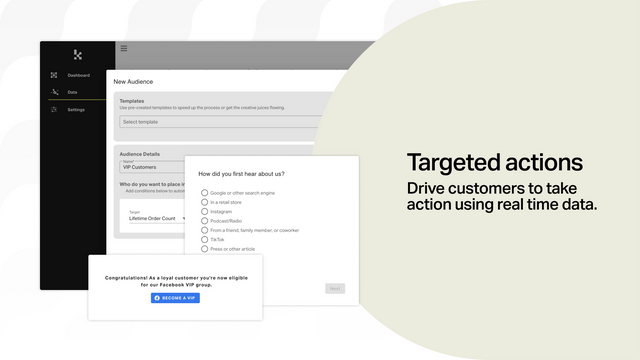 targeted actions for upsells, referrals, reviews, and more