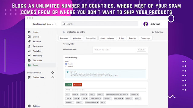 Bloquear un número ilimitado de países