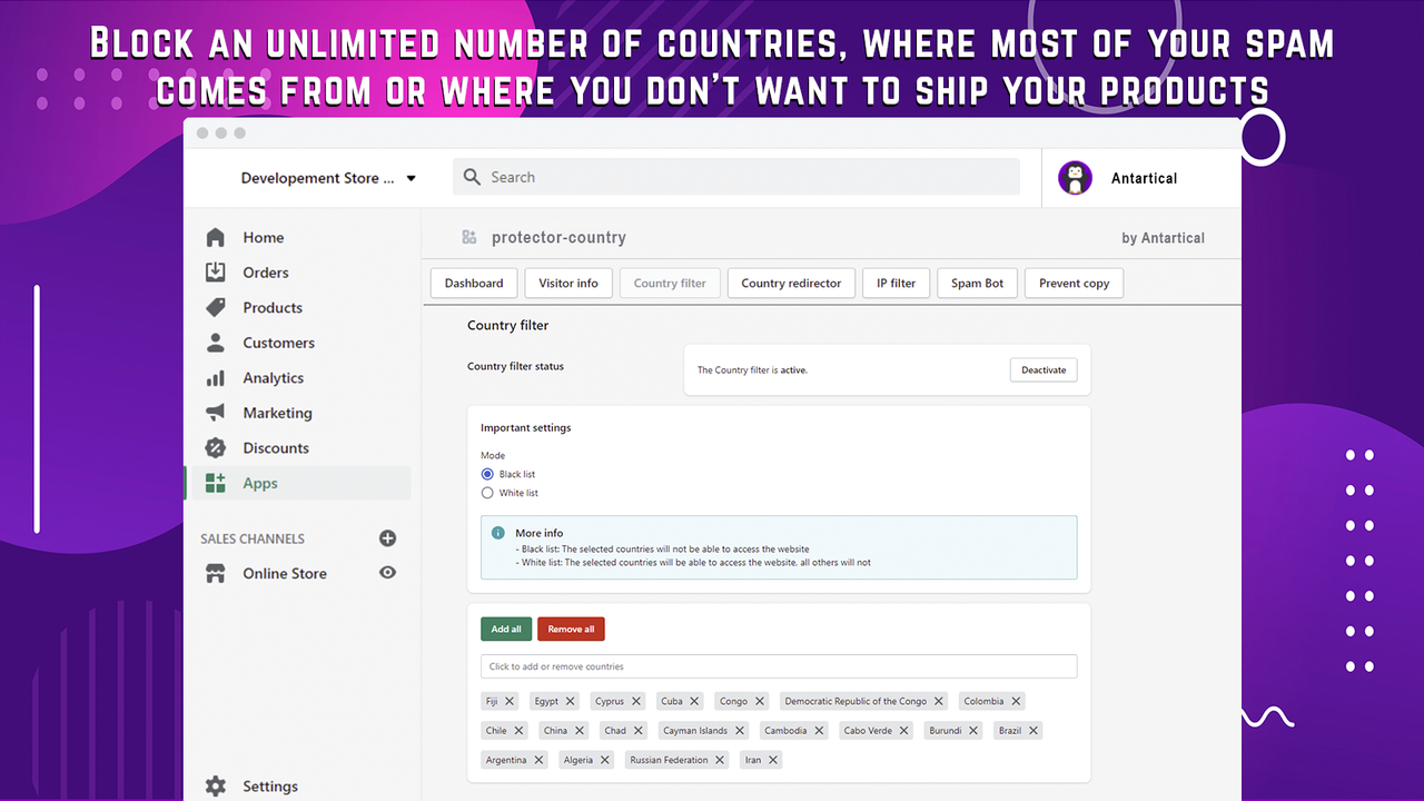 Block an unlimited number of countries