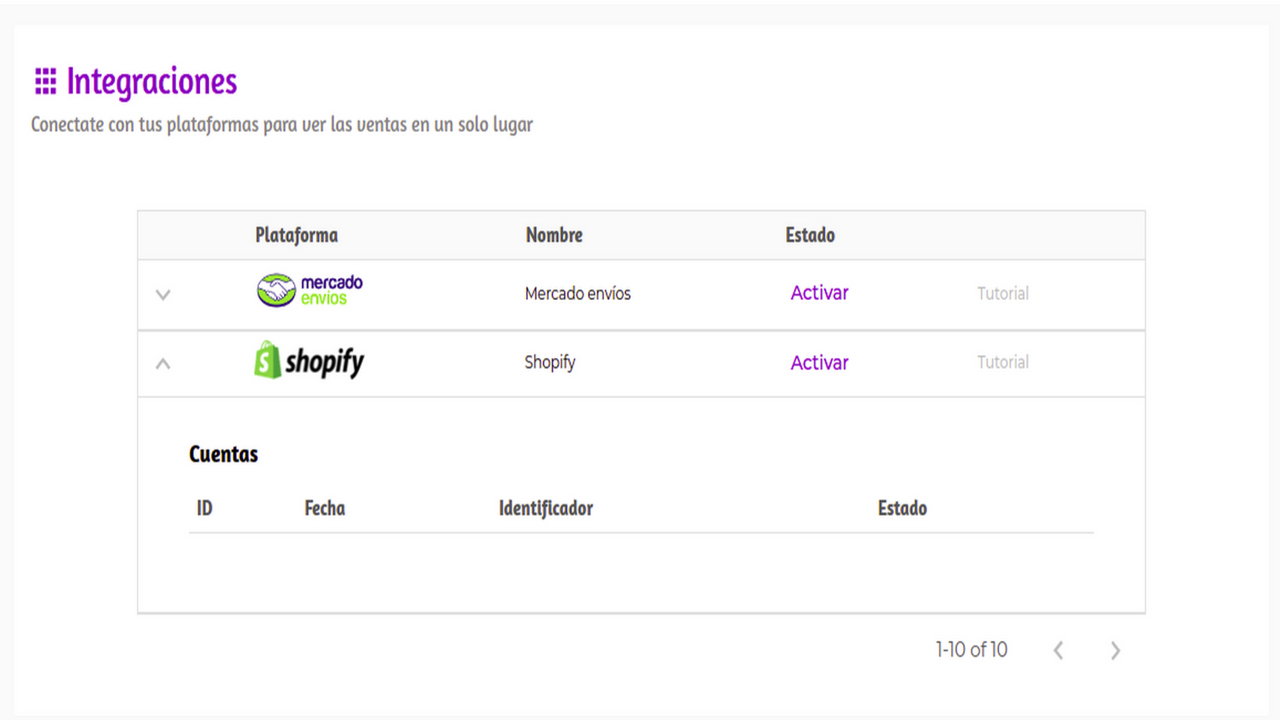 Integración fácil e intuitiva con Shopify 