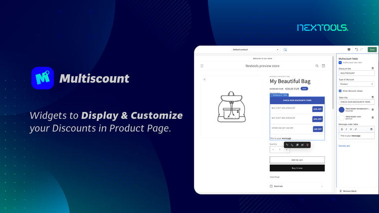 Multiscount: Tiered Discounts Screenshot