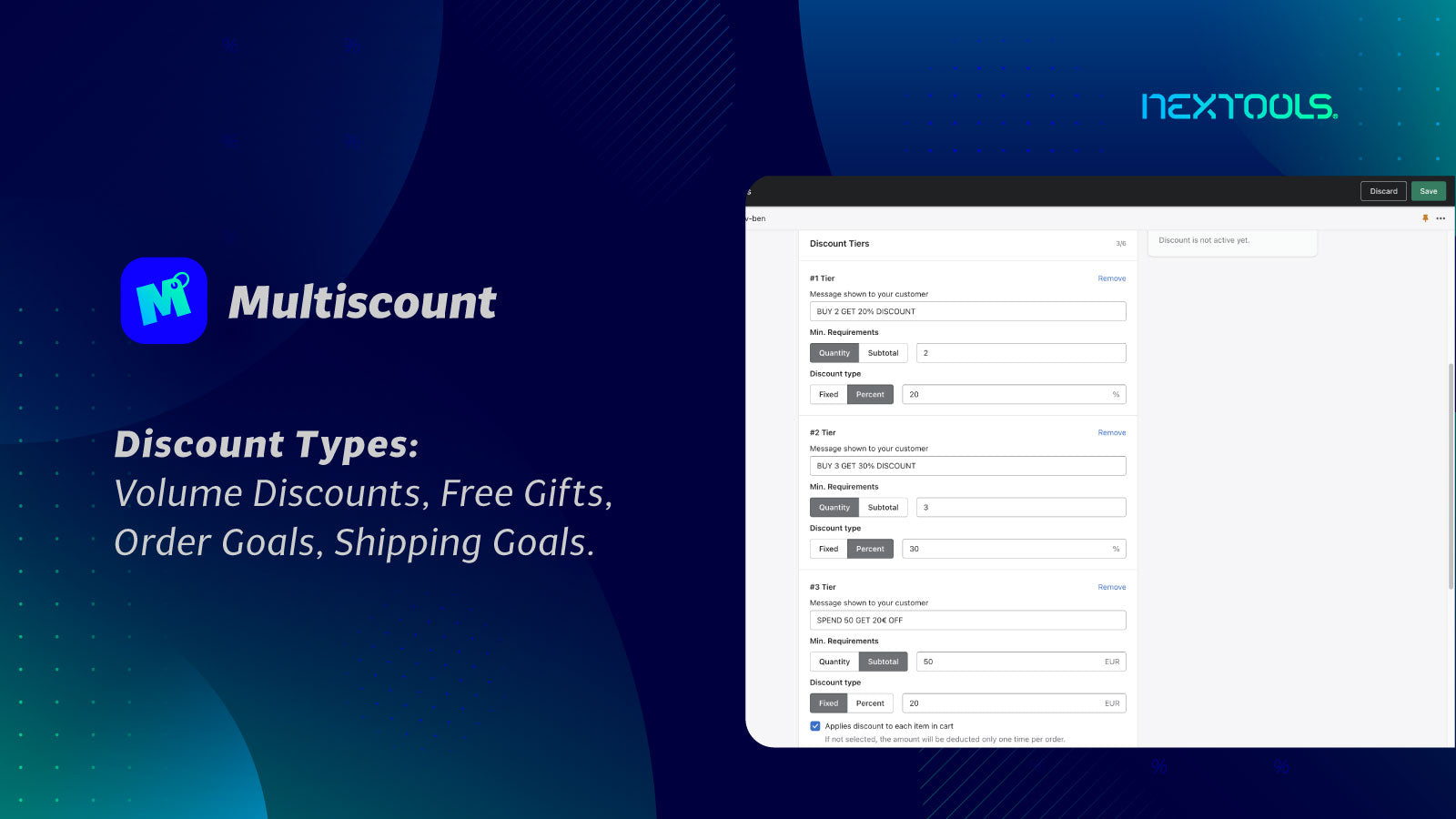 Multiscount: Tiered Discounts Screenshot