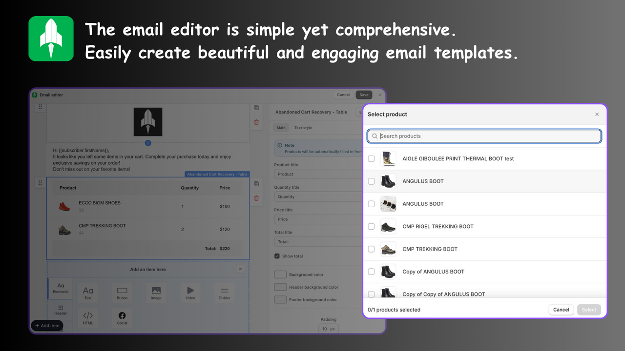 The email editor is simple yet comprehensive.