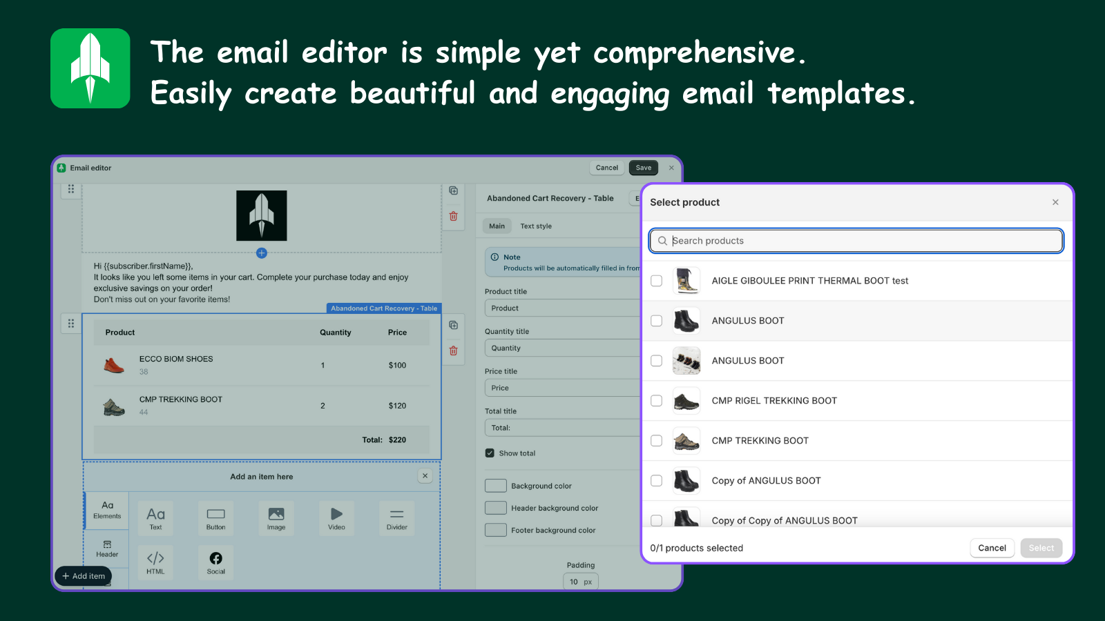 The email editor is simple yet comprehensive.