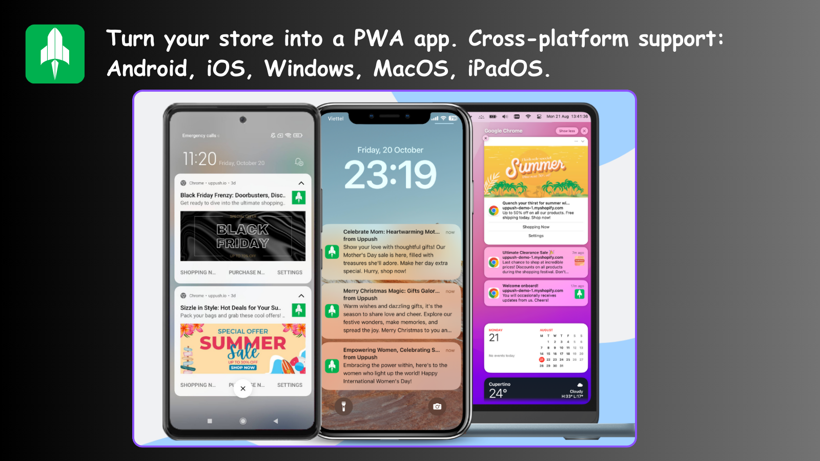 Gør din butik til en PWA-app. Tværplatform