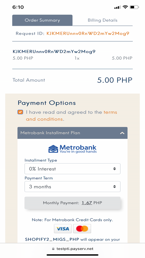 payment page