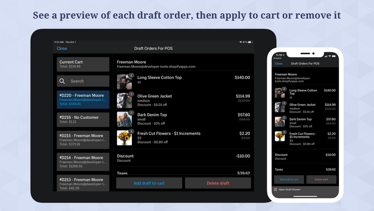 Draft Orders For POS Screenshot