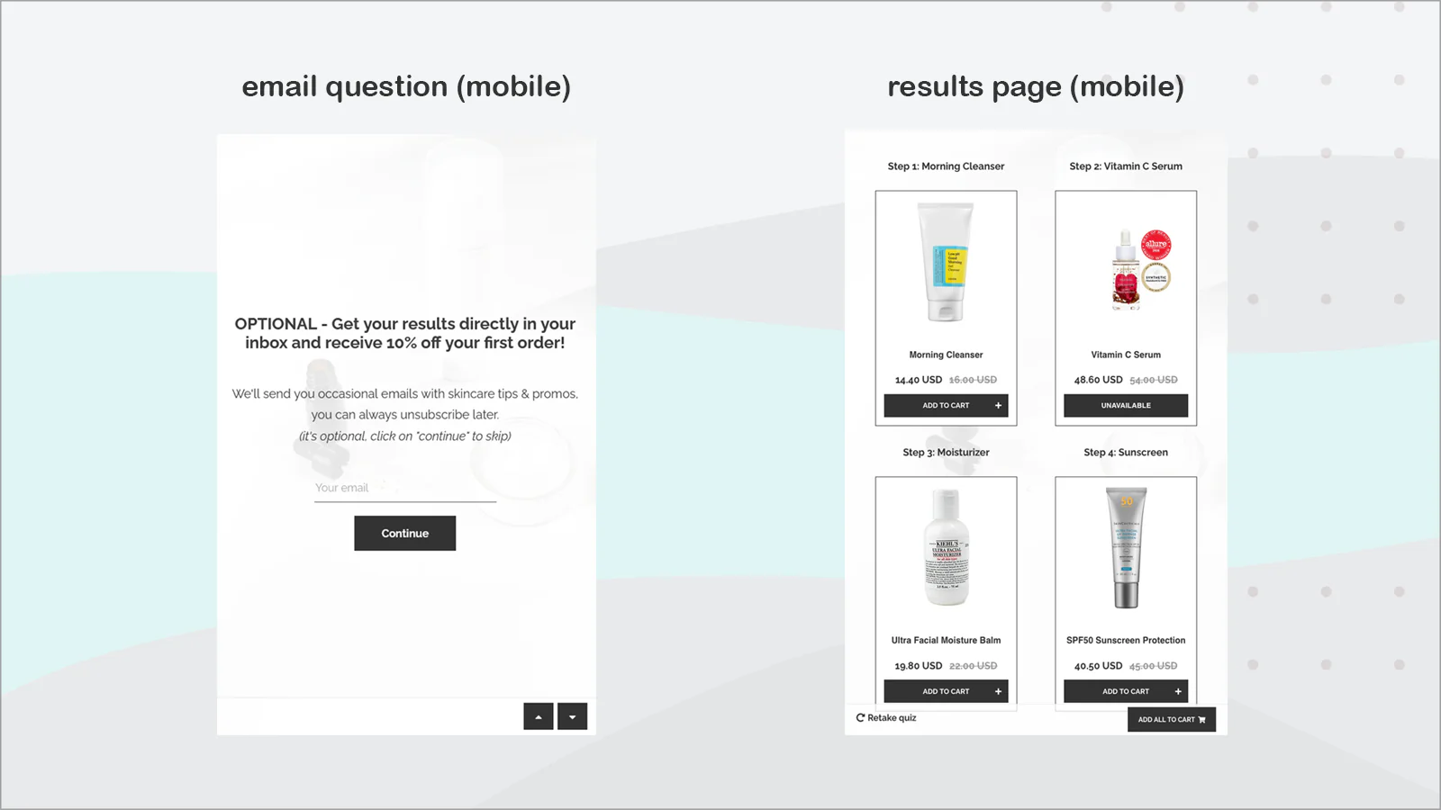 Question de recueil de leads - Page de Résultats