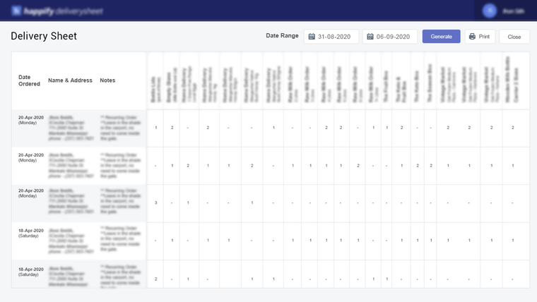 Happify DeliverySheet Screenshot