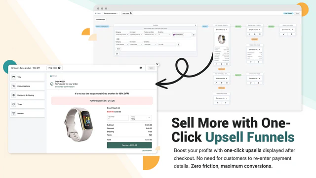 Avancerede one click post purchase upsell tragt & bundles