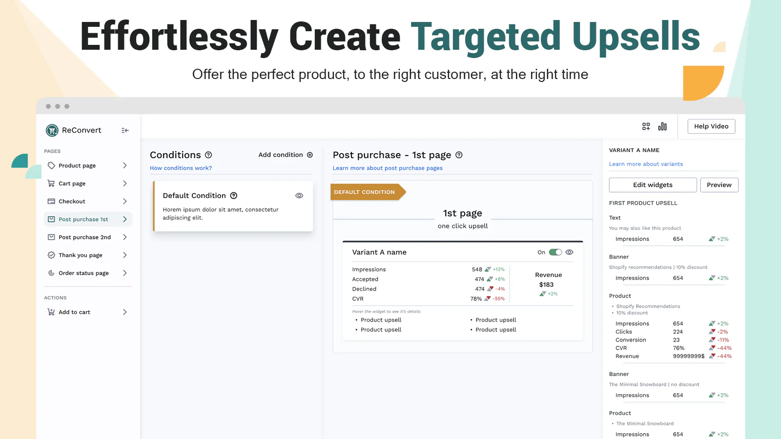 One click upsell, cross-sell & thank you page builder dashboard