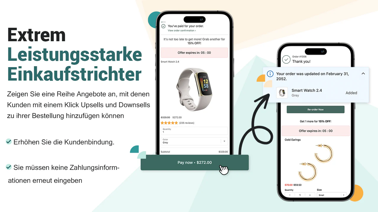 Upsells mit einem Klick, die für mobile Geräte optimiert sind