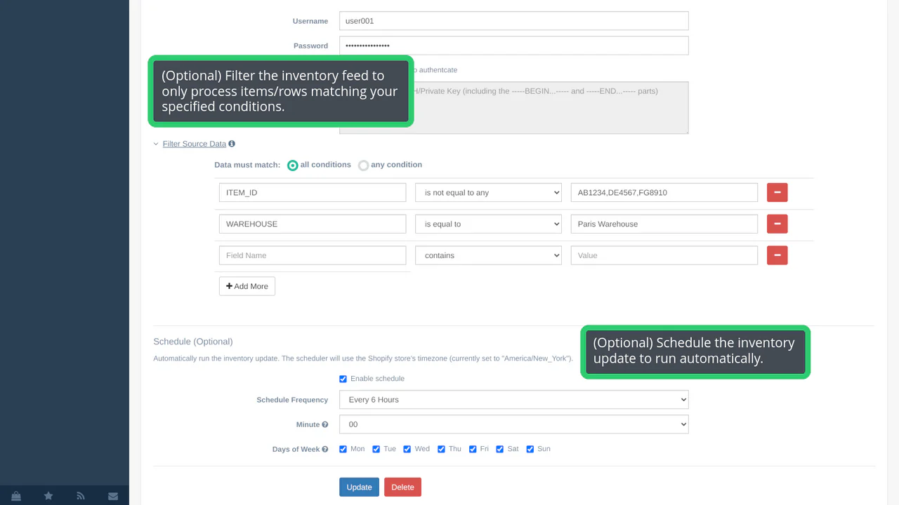 Filtrar dados de feed de origem