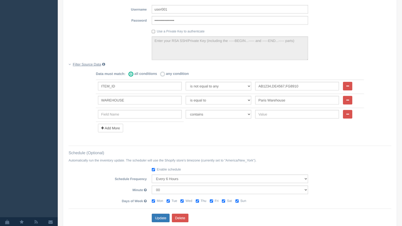 Filter source feed data