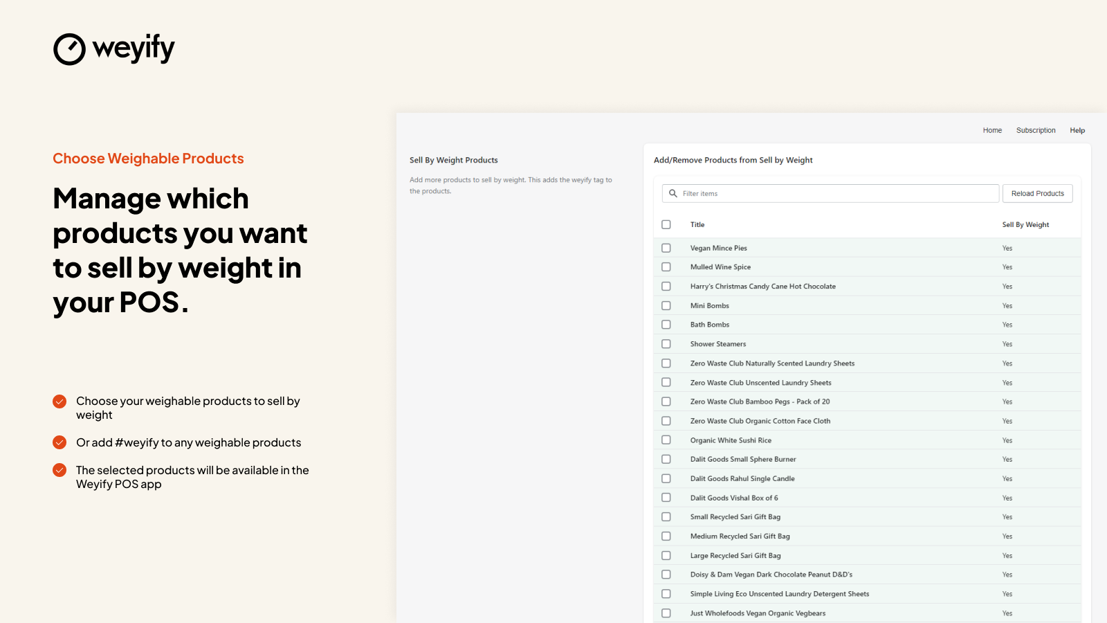 Weyify -  Choose your weighable products