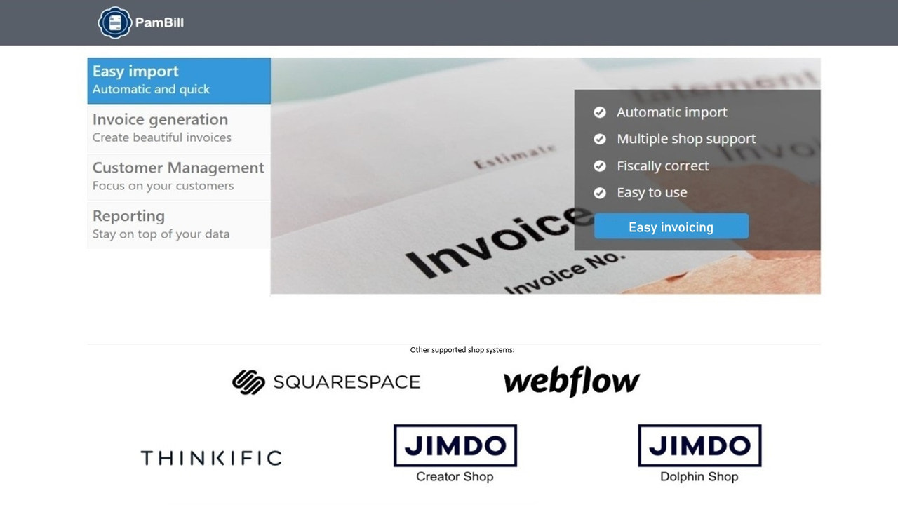 PamBill for easy order import and invoice creation