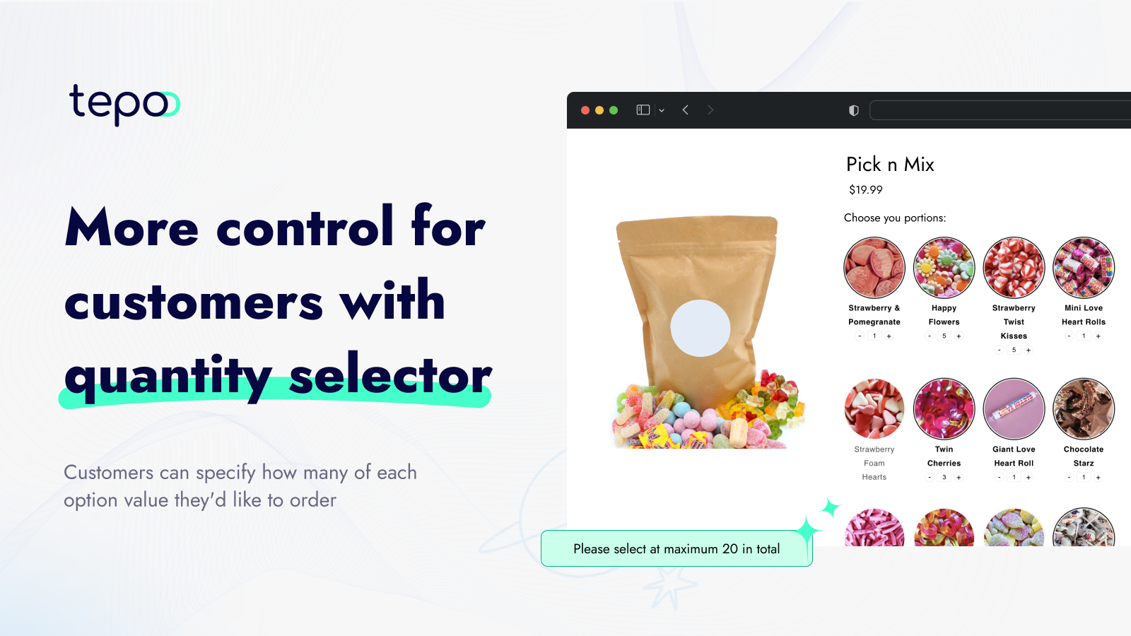 More control for customers with quantity selector
