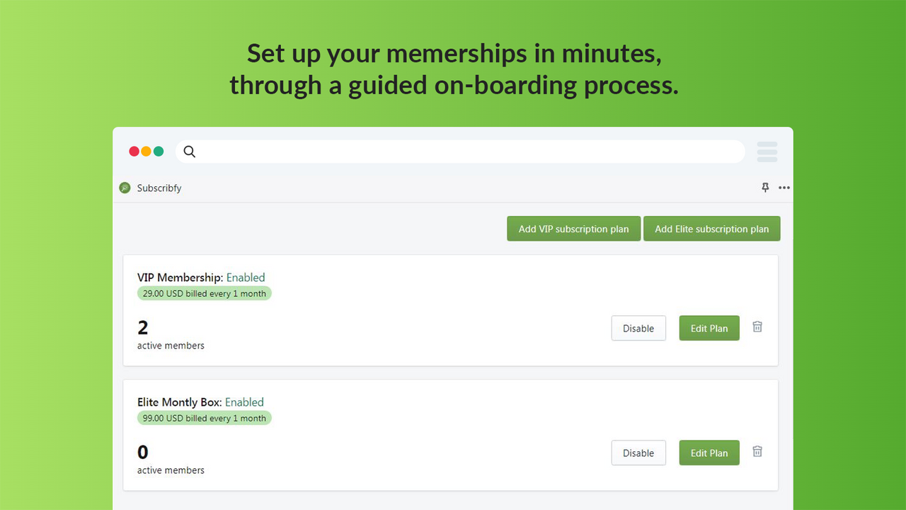 Subscribfy - Recurring Payments, Recurring Orders, Membership