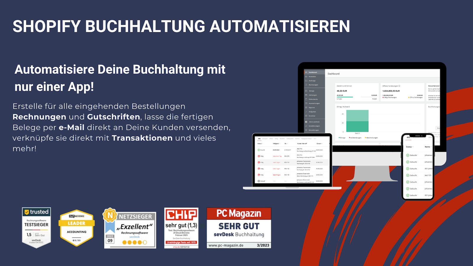 Synchronisation der Buchhaltung von Shopify zu sevDesk