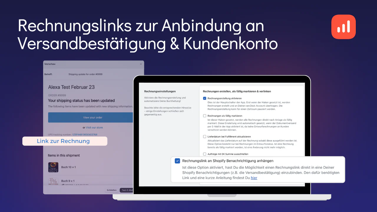 Rechnungslink an Shopifybenachrichtigung