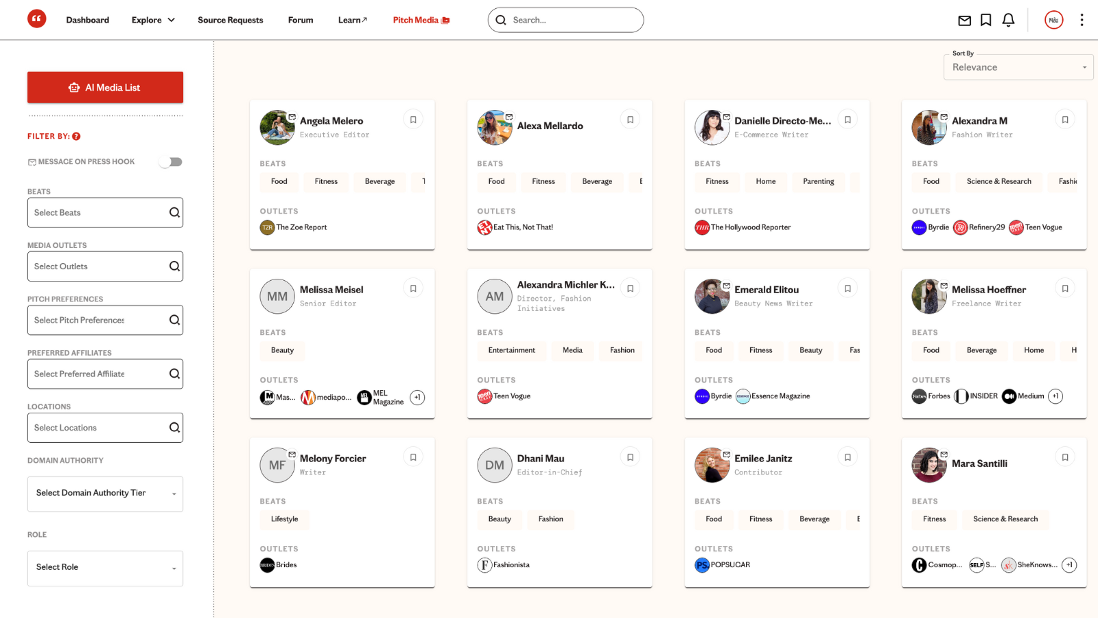 Pitchable Media Database