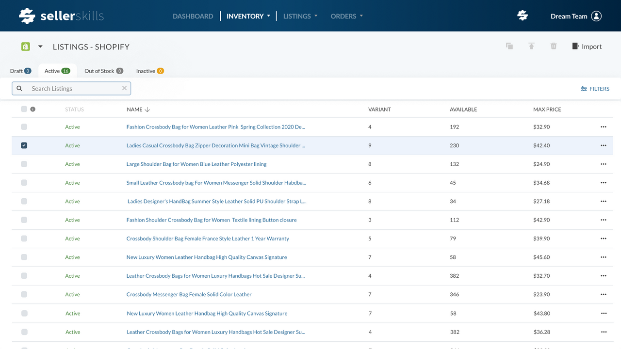 SellerSkills listningshantering