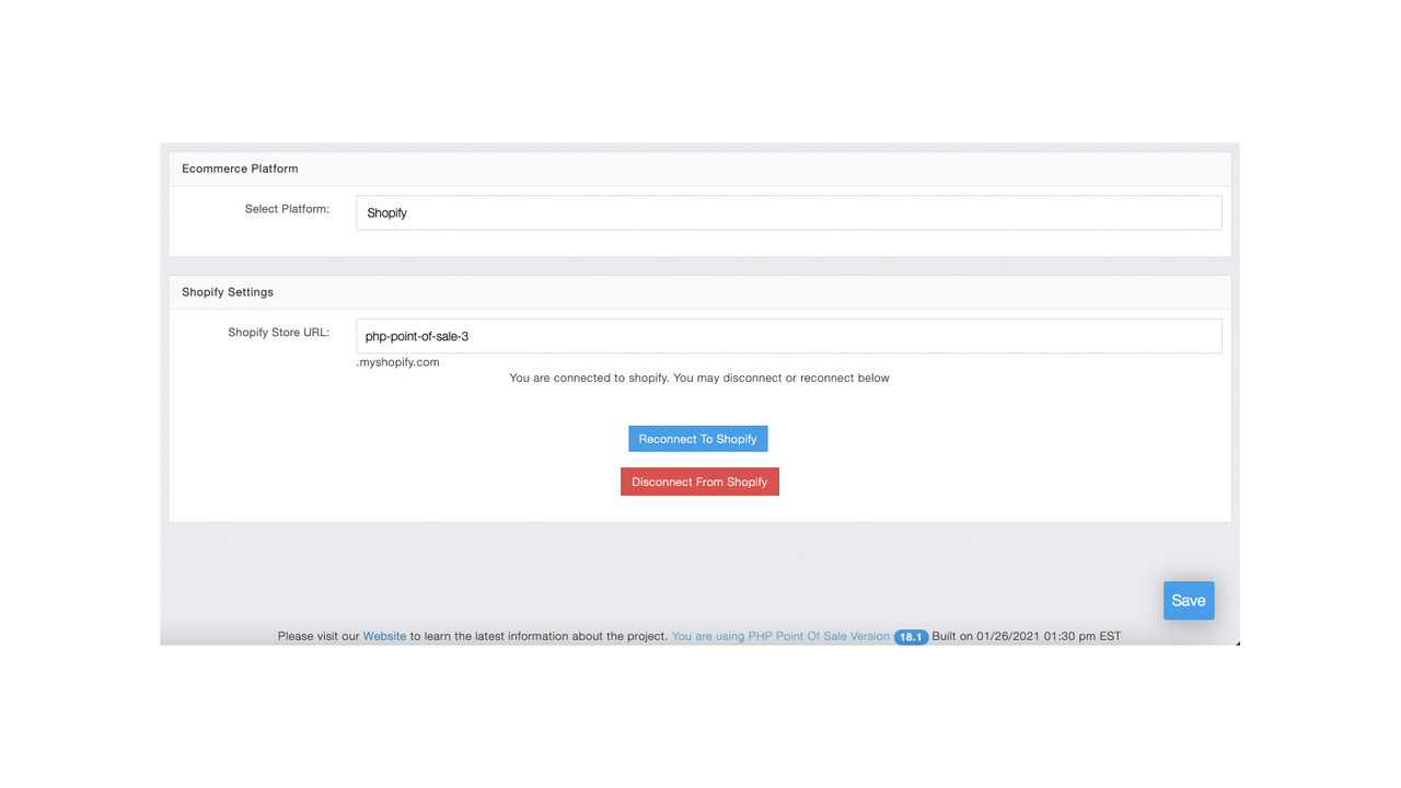 Connecting PHP Point Of Sale To Shopify