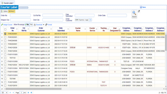 Assign Courrier Service for Orders