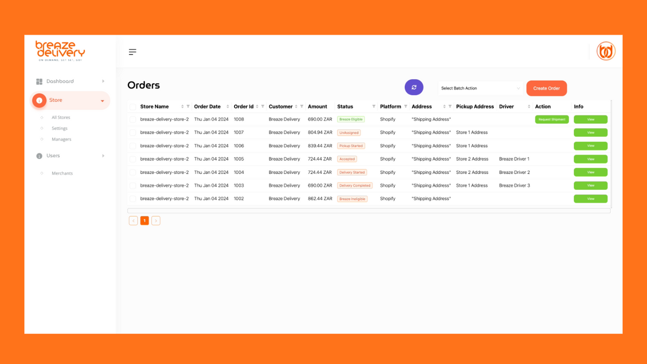 Real time visibility of orders and there fulfilment  statuses