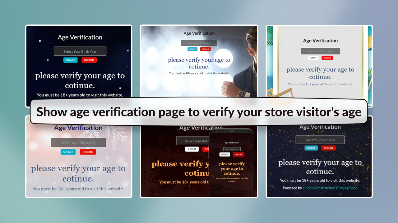 Age verification, age check on coming soon landing page