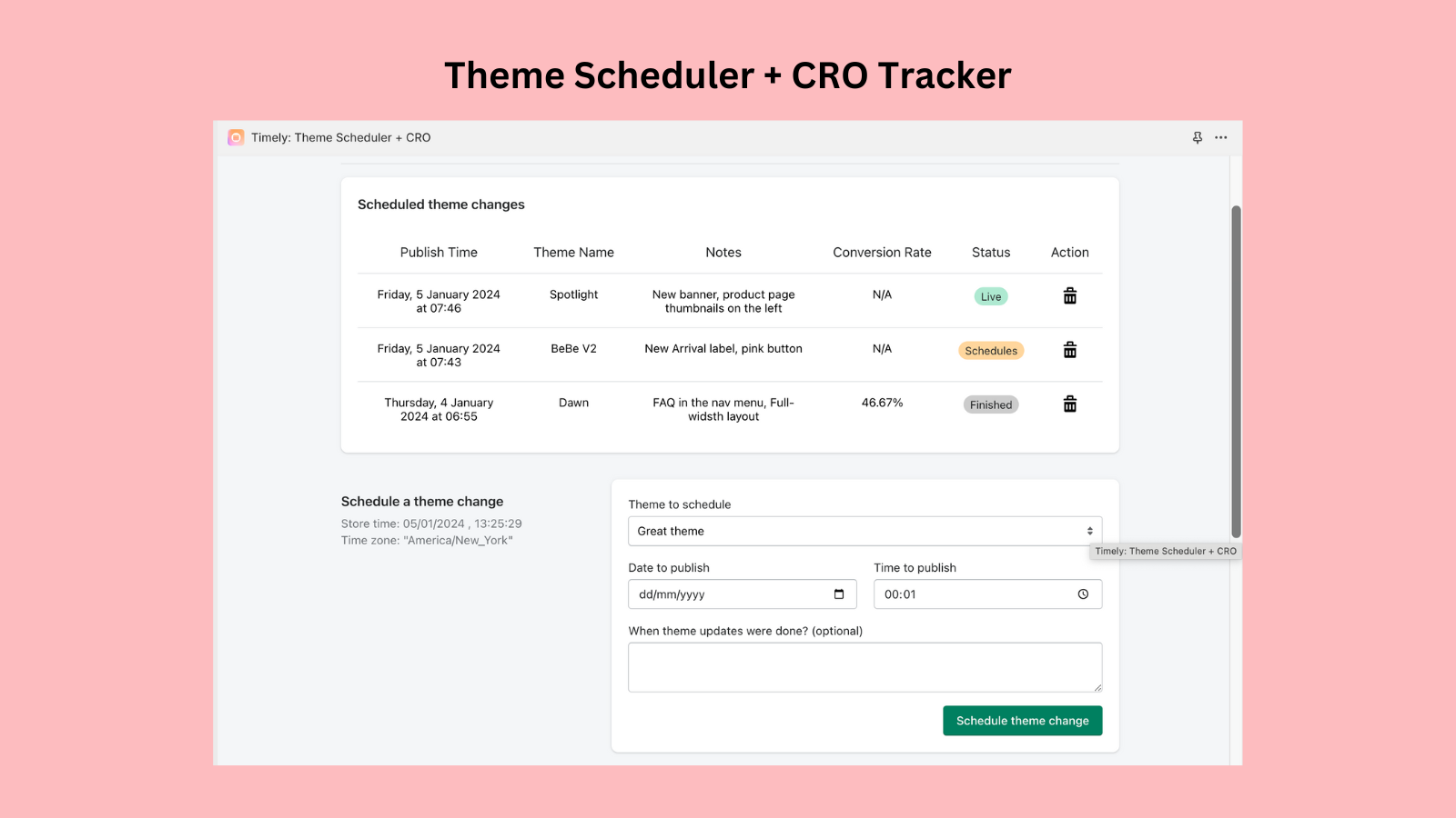 tema scheduler og cro tracker