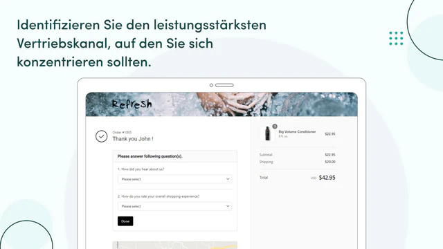 Verwenden Sie Post Purchase Forms für relevanten Verkaufskanäle.