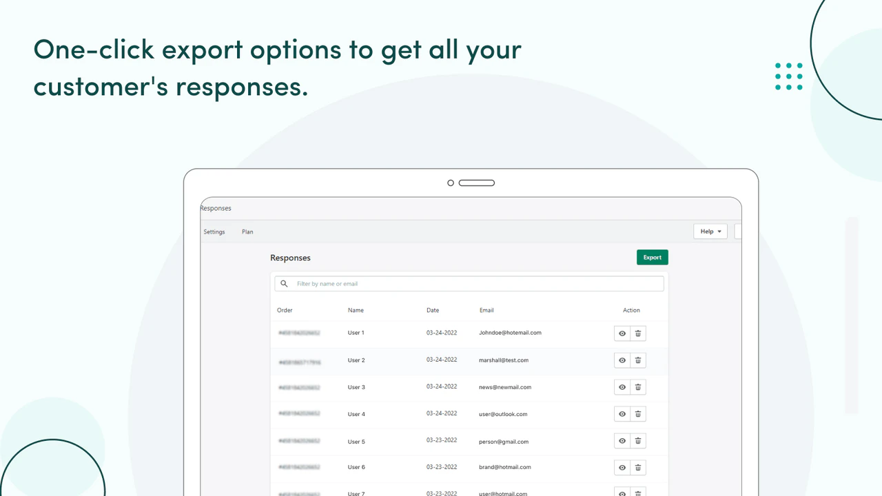 Simplified data transfer with one click export/import options.