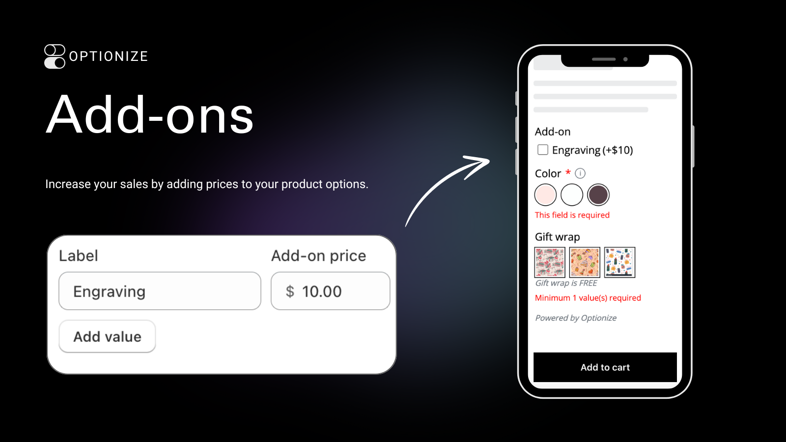 Optionize - Prijs voor add-ons