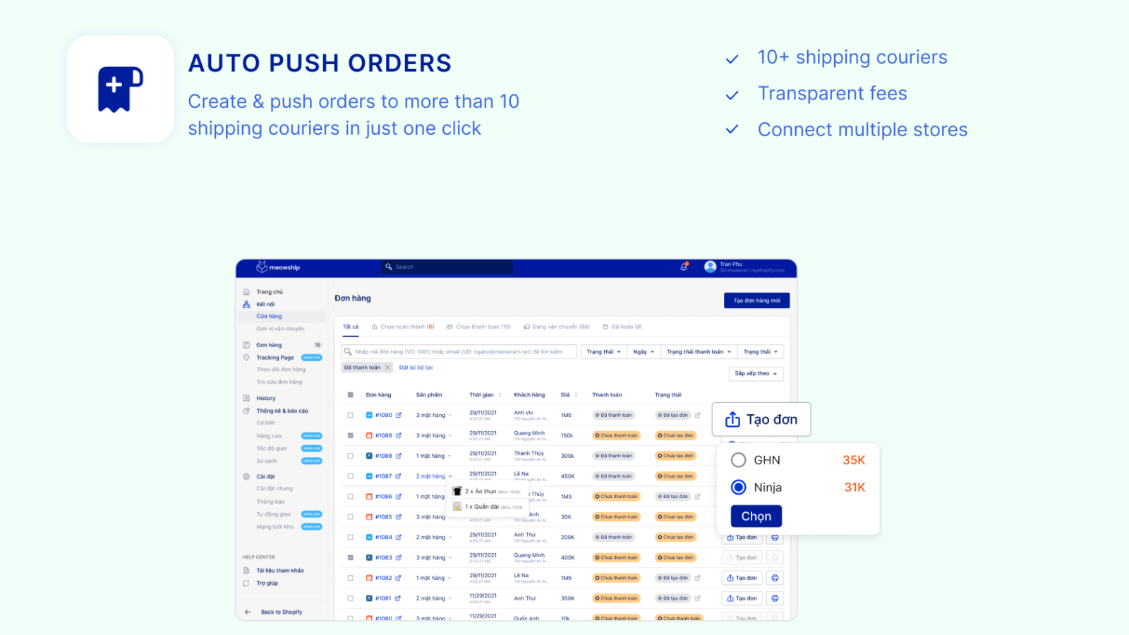 Synchroniseer Shopify-bestellingen met Meowship