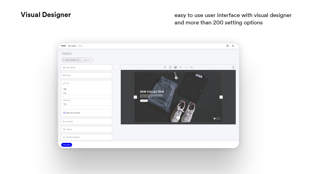 hero slider visuell designer