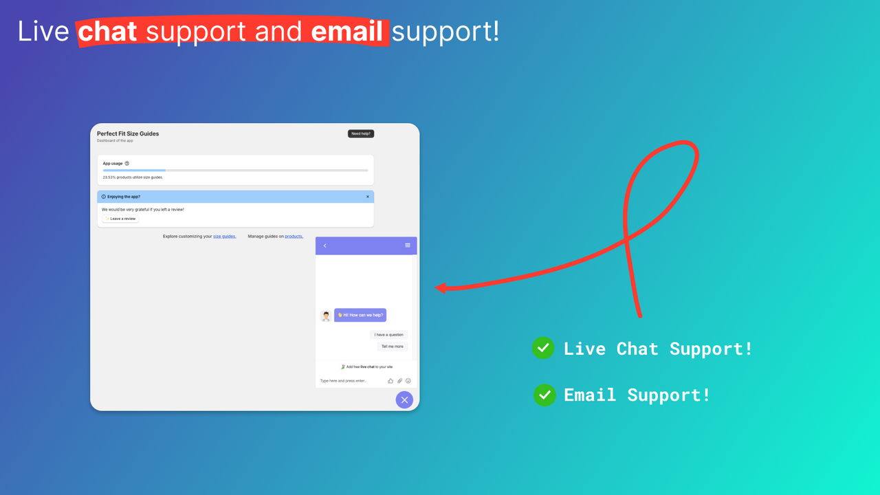 suporte por chat ao vivo e e-mail