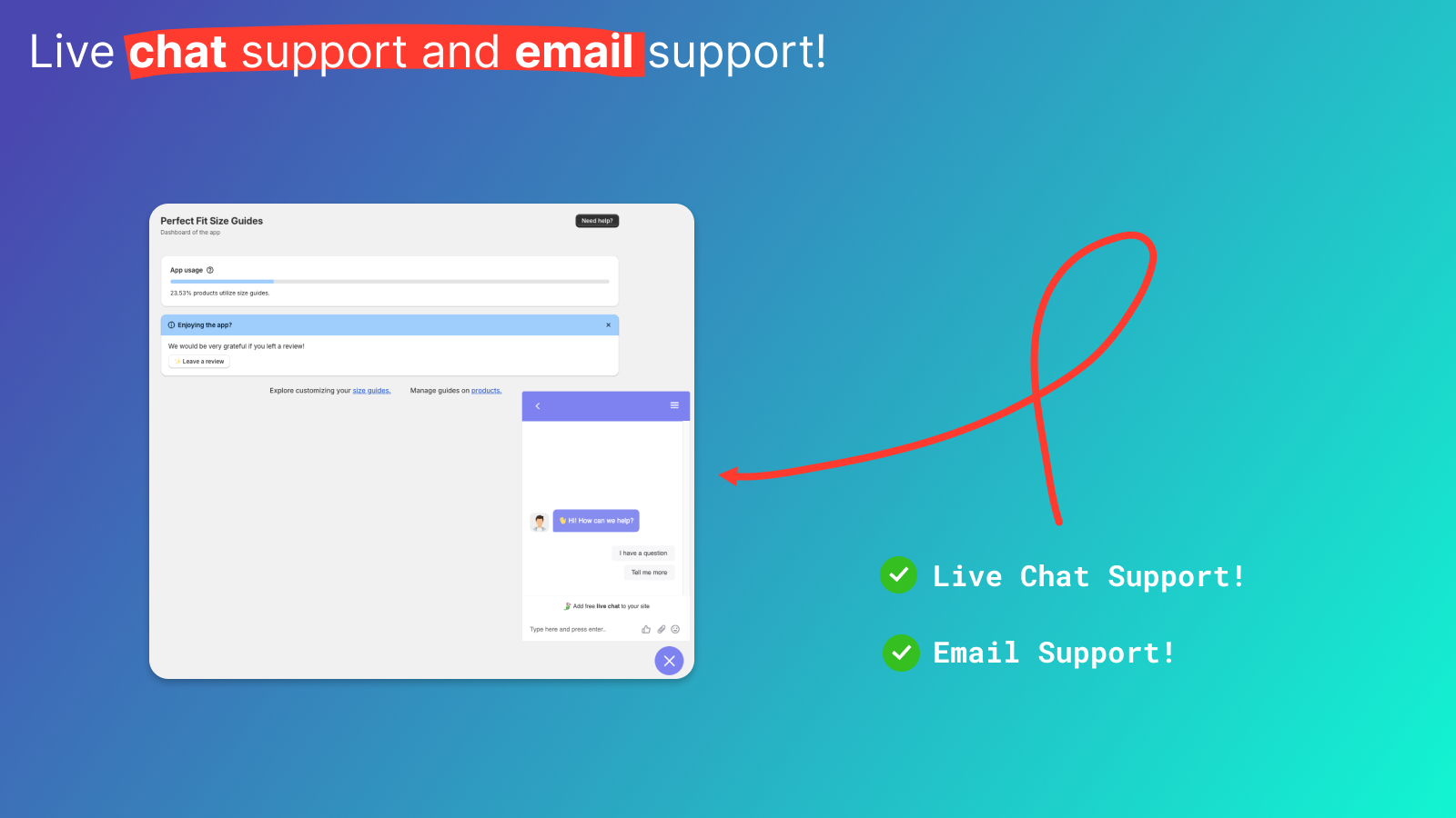 live chat og e-mail support