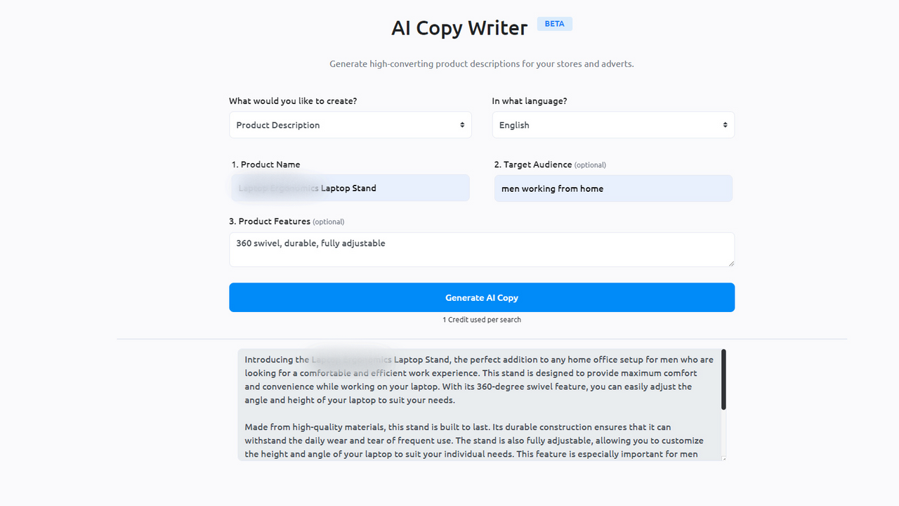 Generate copy in seconds with our ecommerce-focused AI writer.