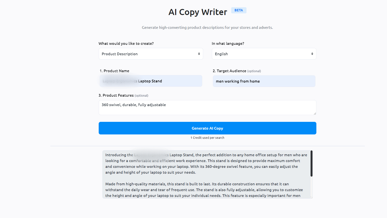 Generate copy in seconds with our ecommerce-focused AI writer.