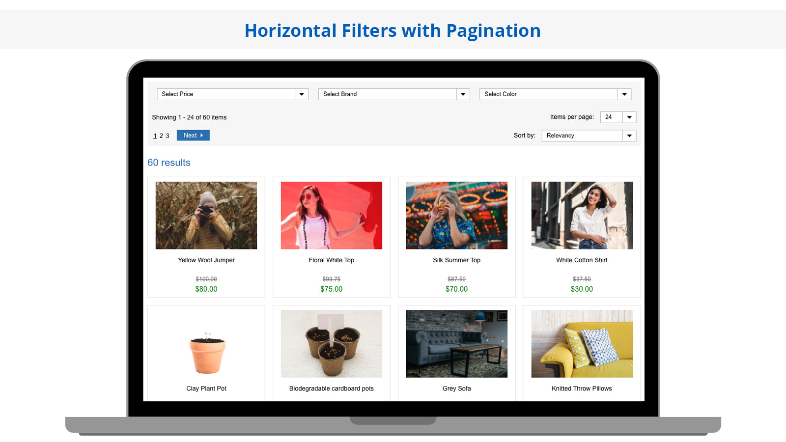 Search Magic Horisontella Filter med Pagination