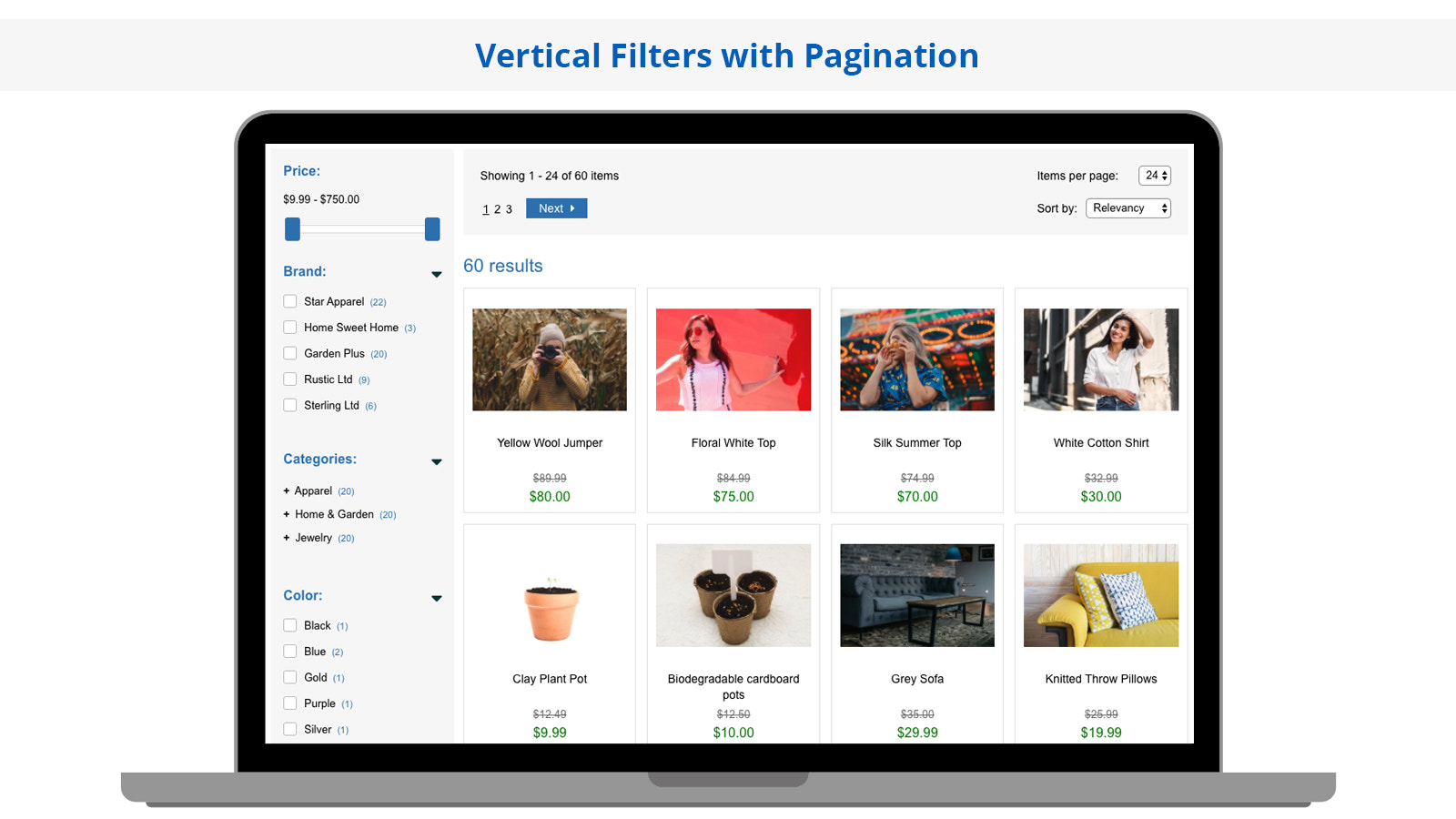 Search Magic Verticale Filters met Paginering