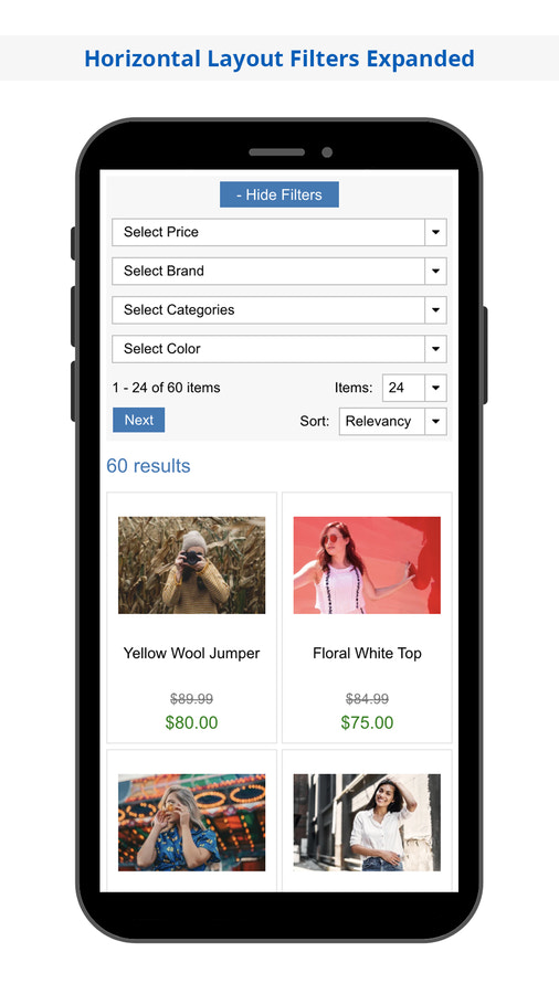 Search Magic Mobile Horizontal Filters