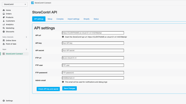 Configuración de la aplicación