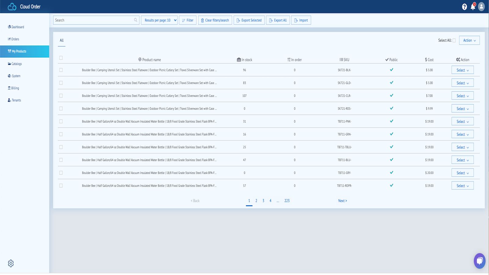 Export Products from CloudOrder to your Store