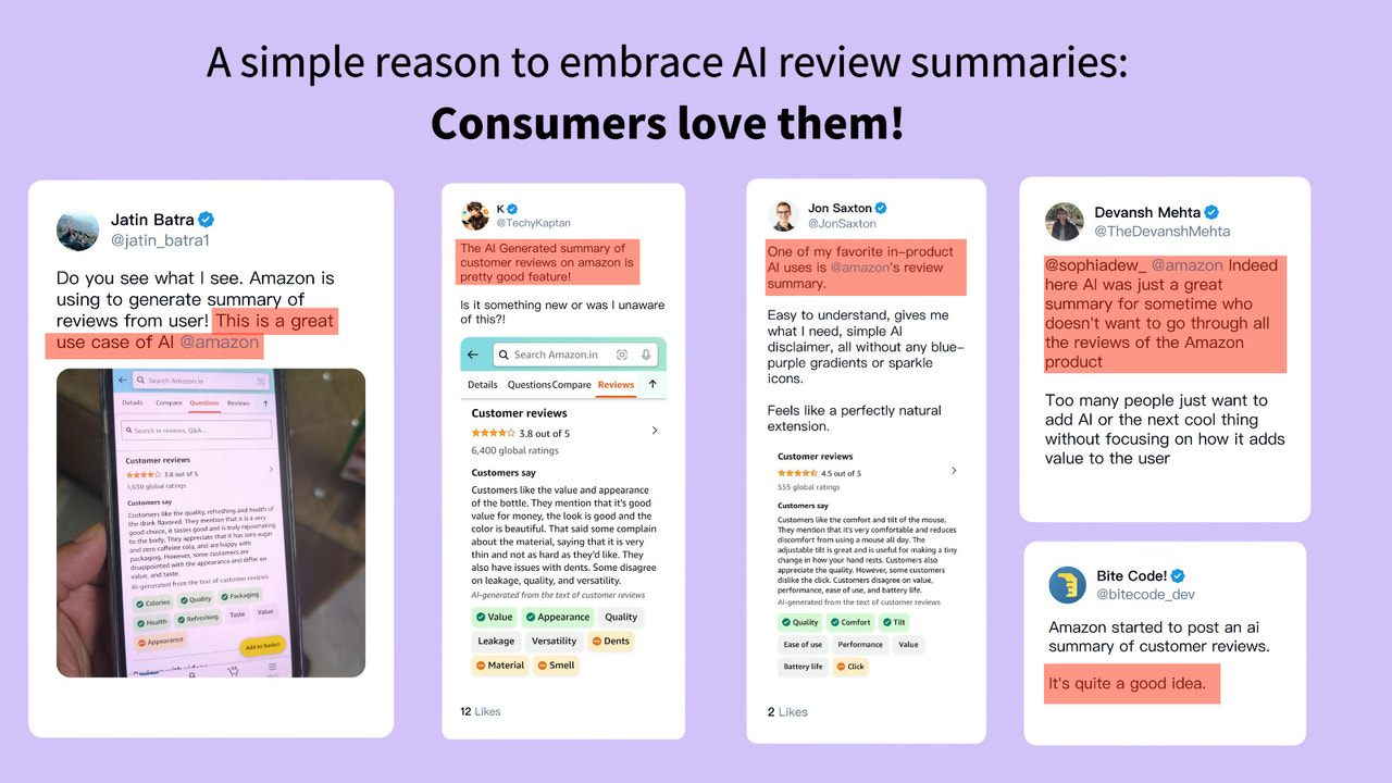 ai review summaries like amazon