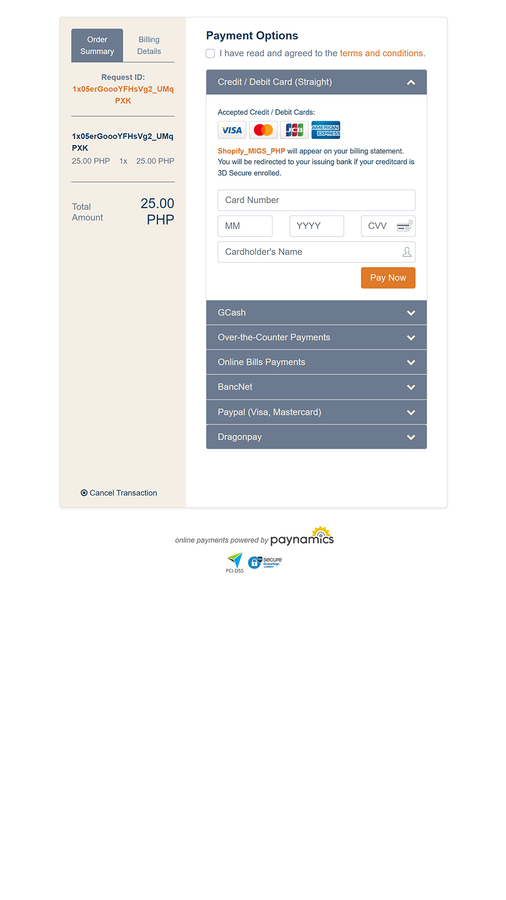 payment page