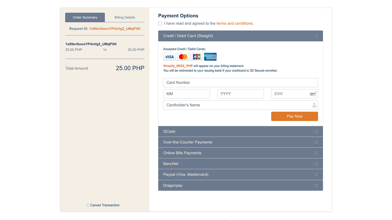 payment page